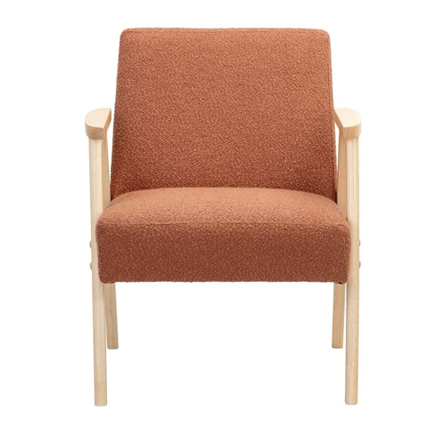 Homebase Chairs | Alex Mid Century Boucle Armchair - Terracotta