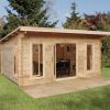 Homebase Garden Buildings | Forest Mendip 5.0M X 4.0M Log Cabin Double Glazed, 24Kg Polyester Felt, Plus Underlay