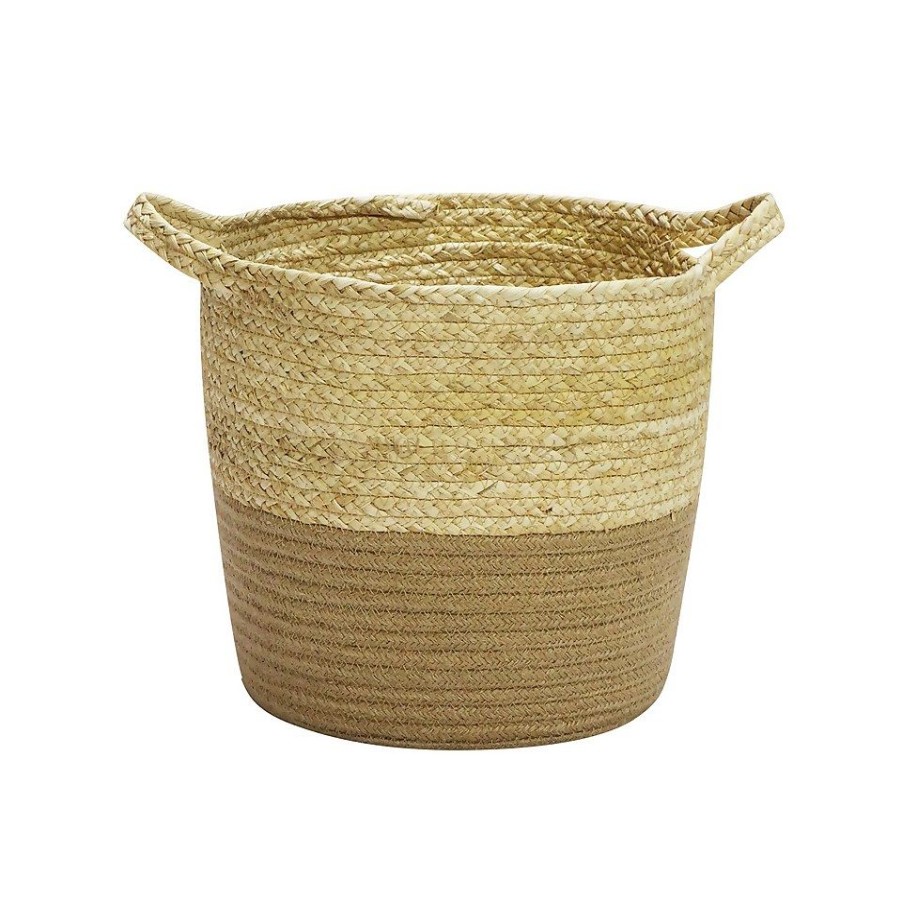 Homebase Storage Containers | Neutral Corn And Jute Medium Woven Basket