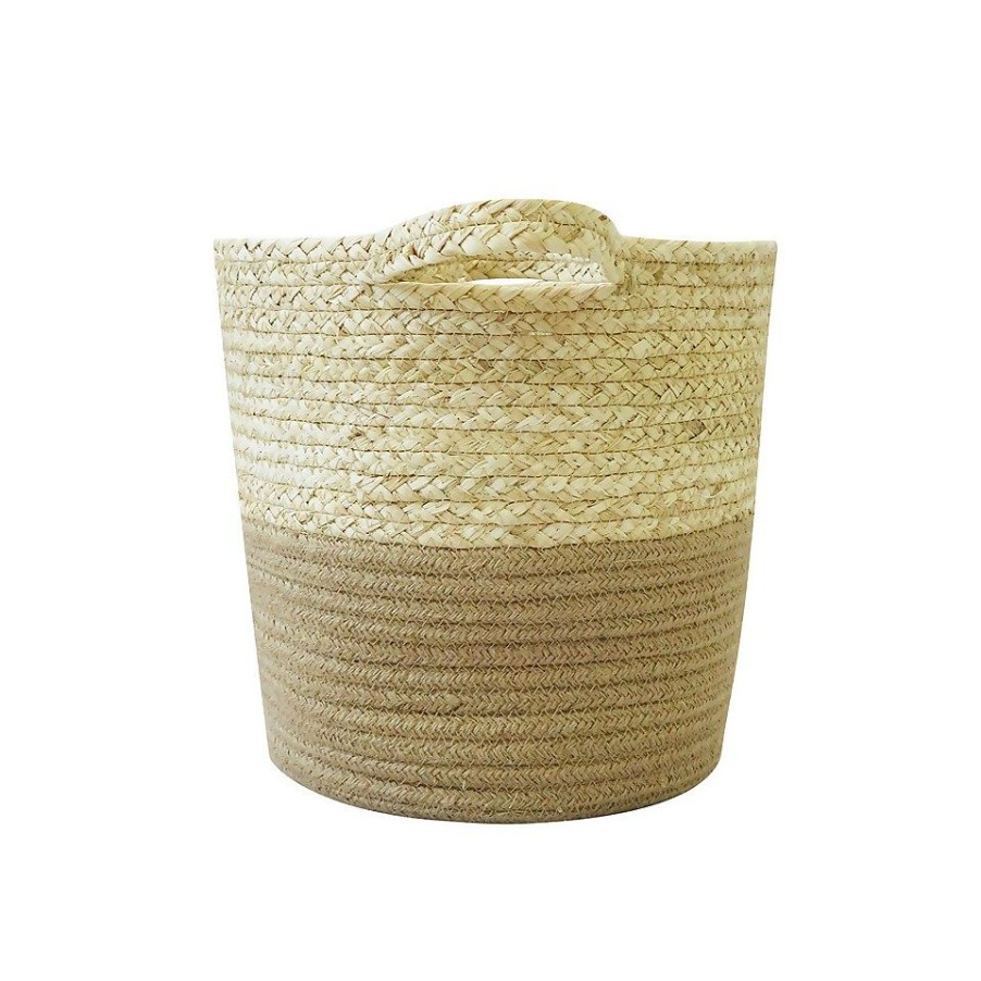 Homebase Storage Containers | Neutral Corn And Jute Medium Woven Basket