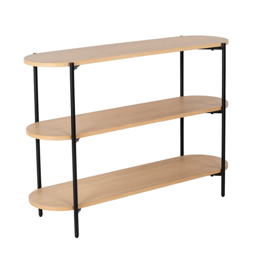 Homebase Office Furniture | Hannes 3 Tier Shelf - Black & Oak Effect