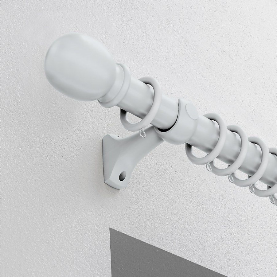 Homebase Curtain Poles & Tracks | White Wood Curtain Pole With Ball Finial - 240Cm (Dia 28Mm)