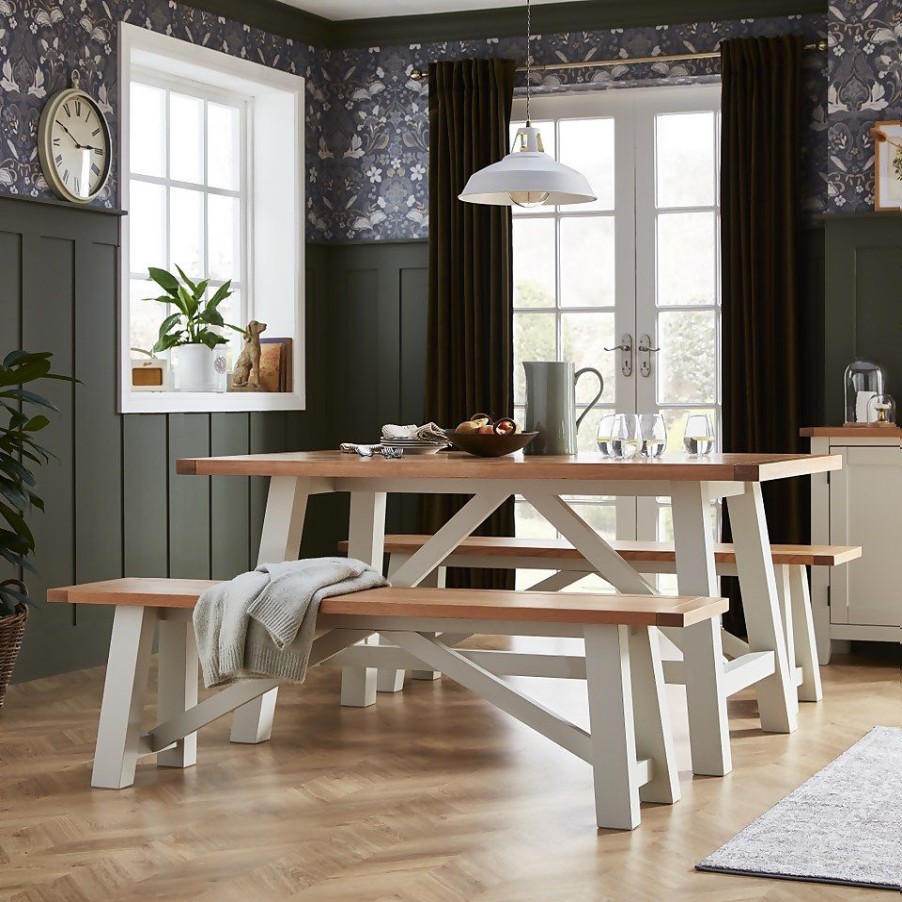 Homebase Dining Room Furniture | Ashstead Bench - Oak & Ivory