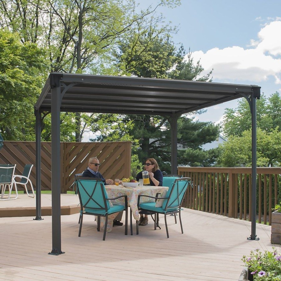 Homebase Gazebos & Marquees | Palram - Canopia Milano 3000 Garden Gazebo Grey