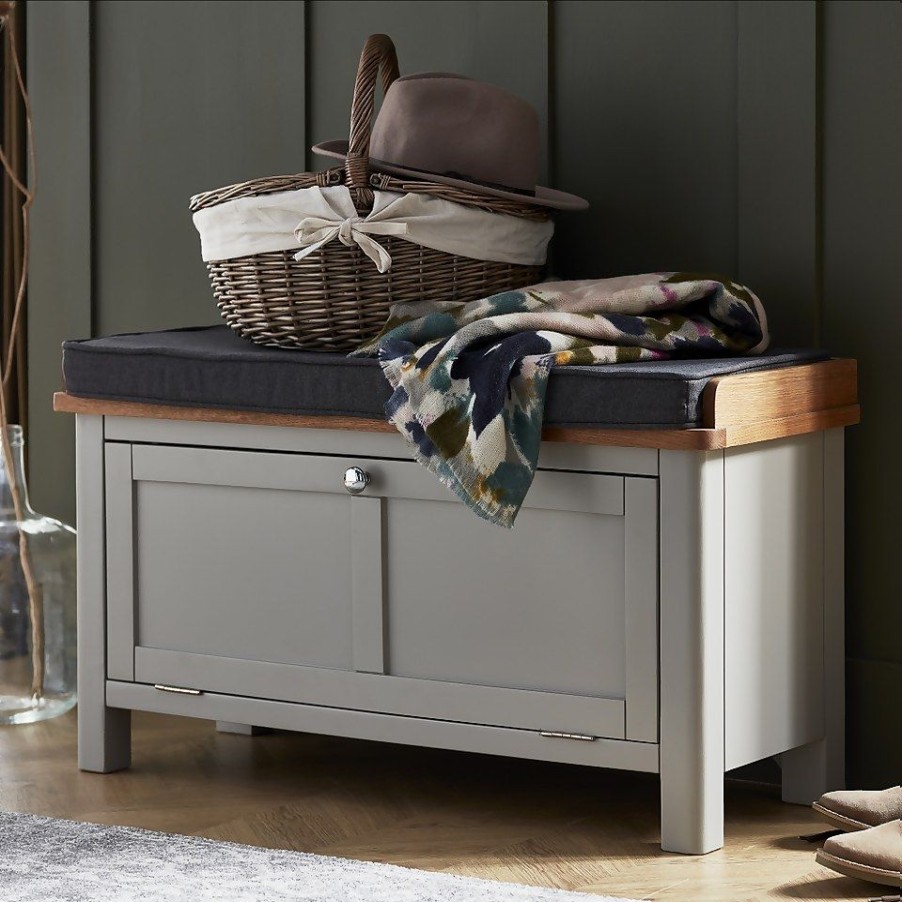 Homebase Hallway Furniture | Norbury Hallway Storage Bench - Grey