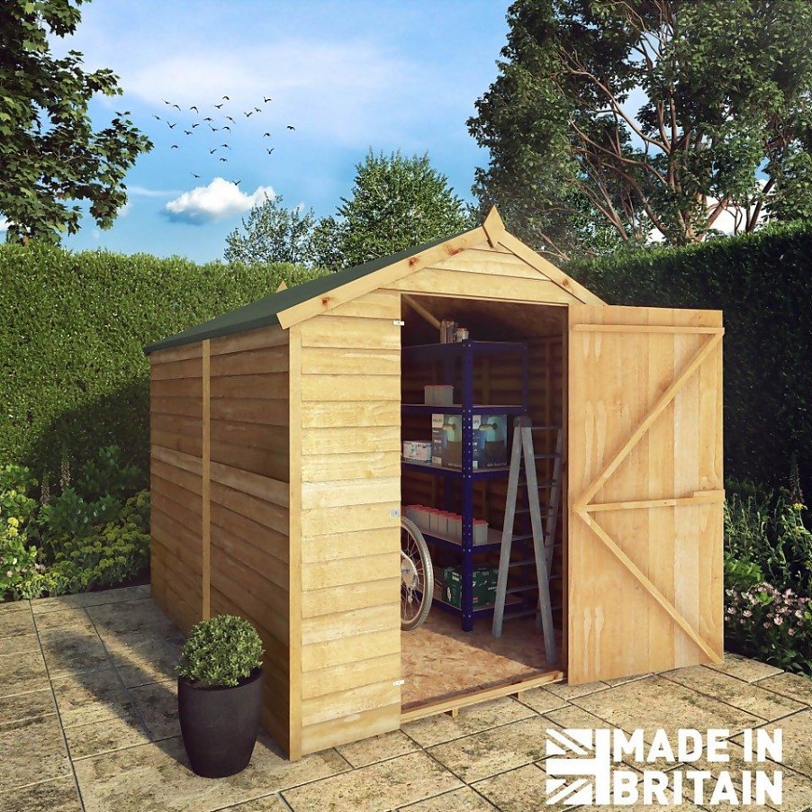 Homebase Garden Sheds | Mercia 8X6Ft Overlap Apex Wooden Shed With Installation