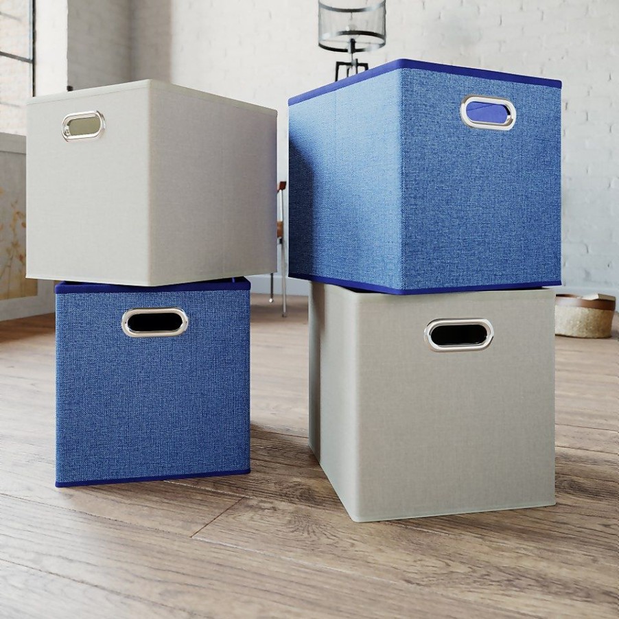 Homebase Cube Storage | Clever Cube Inserts - Set Of 4 - Taupe & Steel Blue