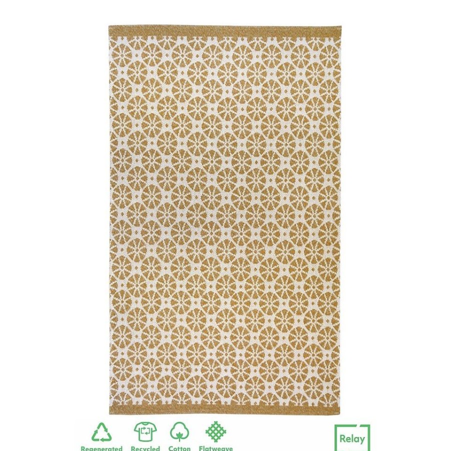 Homebase Rugs | Recycled Cotton Starburst Rug - Ochre - 100X150Cm