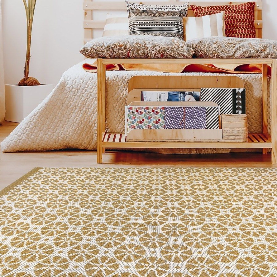 Homebase Rugs | Recycled Cotton Starburst Rug - Ochre - 100X150Cm