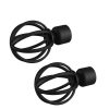 Homebase Curtain Poles & Tracks | Rothley Baroque 25Mm Cage Orb Curtain Pole Finials (Pair) - Matt Black