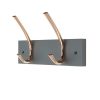 Homebase Hallway Furniture | 2 Large Rib Copper Hook On Slate Grey Bloc Board