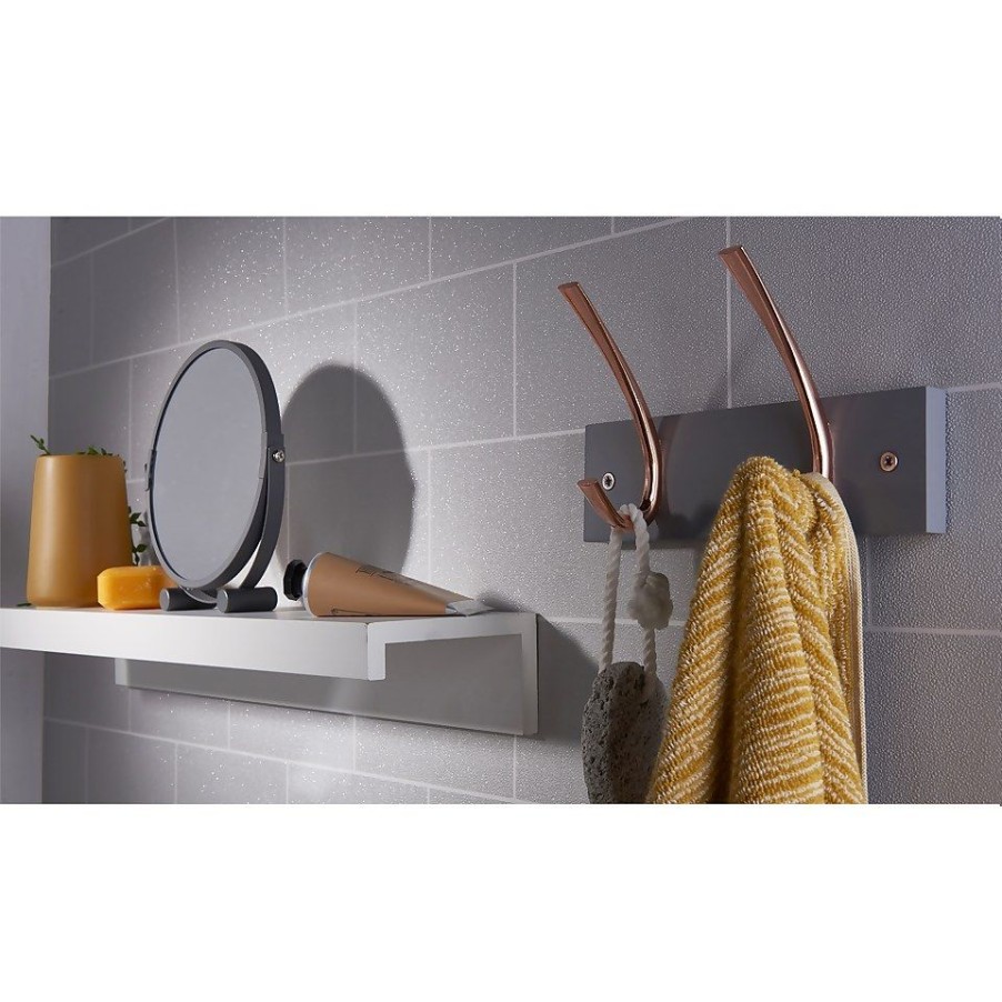 Homebase Hallway Furniture | 2 Large Rib Copper Hook On Slate Grey Bloc Board