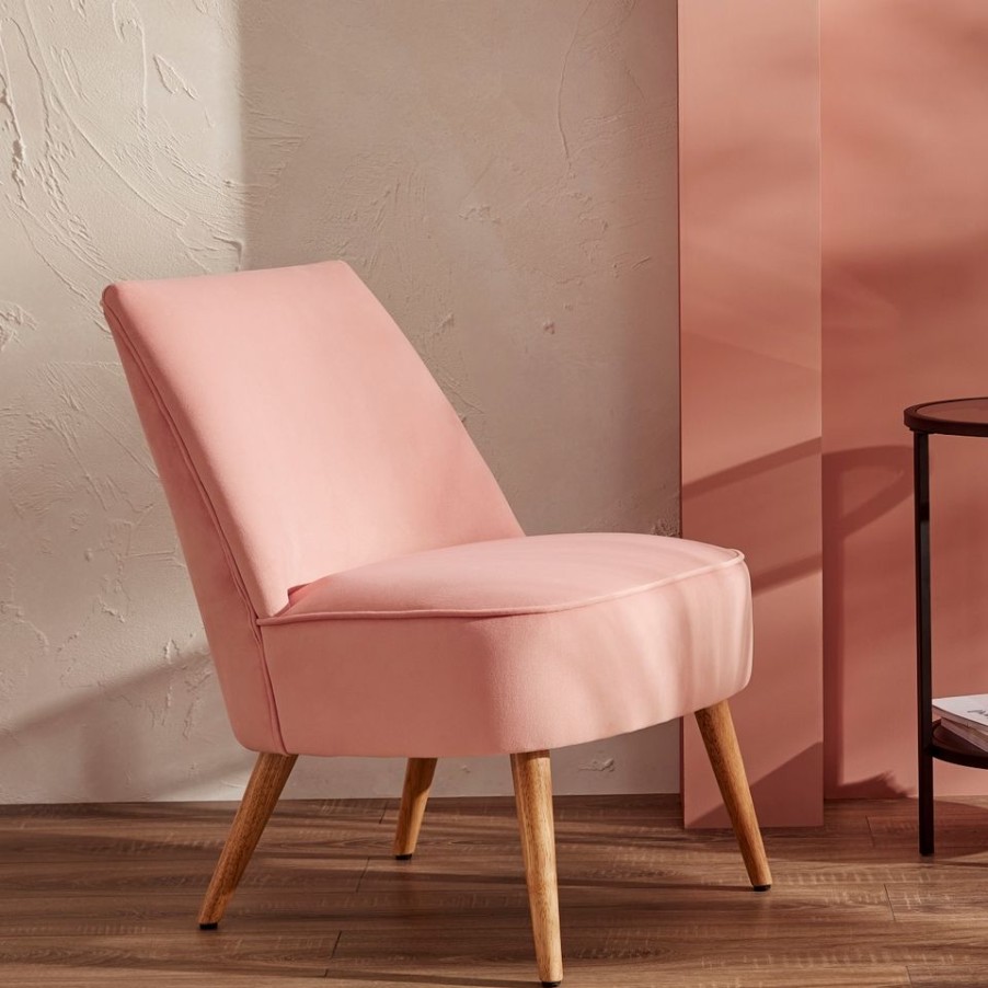 Homebase Chairs | Toby Velvet Accent Chair - Pink