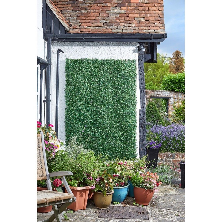 Homebase Artificial Plants | Artificial Boxwood Hedge Topiary Screening Panel - 60X40Cm