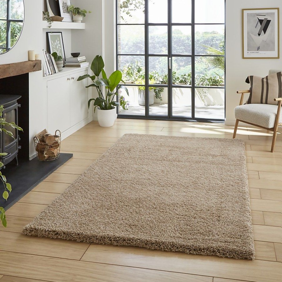 Homebase Storage & Home Deals | Ozzy Plain Shaggy Rug - Natural - 120X170Cm