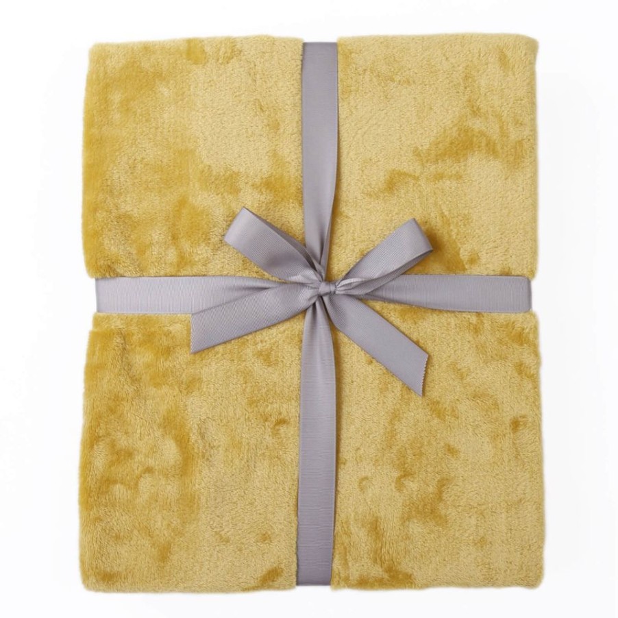 Homebase Bedspreads And Throws | Fleece Throw - Ochre - 120X150Cm