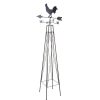 Homebase Garden Ornaments | Panacea Rooster Weathervane Steel Obelisk - Rust