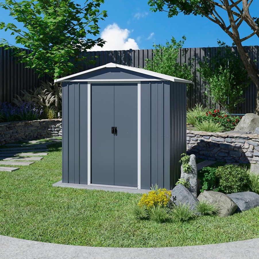 Homebase Garden Sheds | Yardmaster 6X7Ft Metal Apex Shed