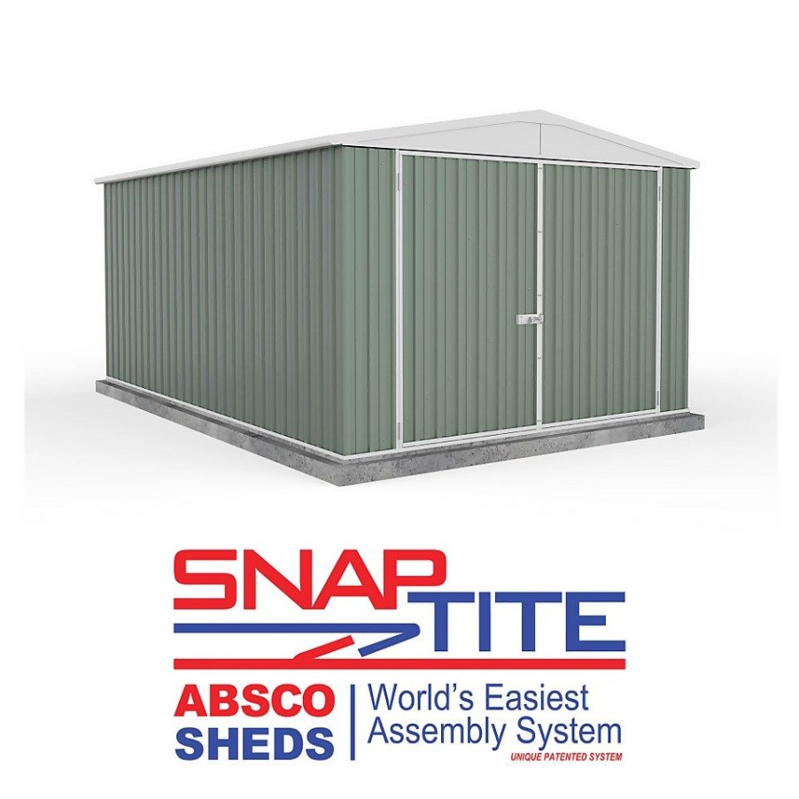 Homebase Garden Sheds | Absco 10 X 15Ft Utility Workshop Apex Metal Shed - Green