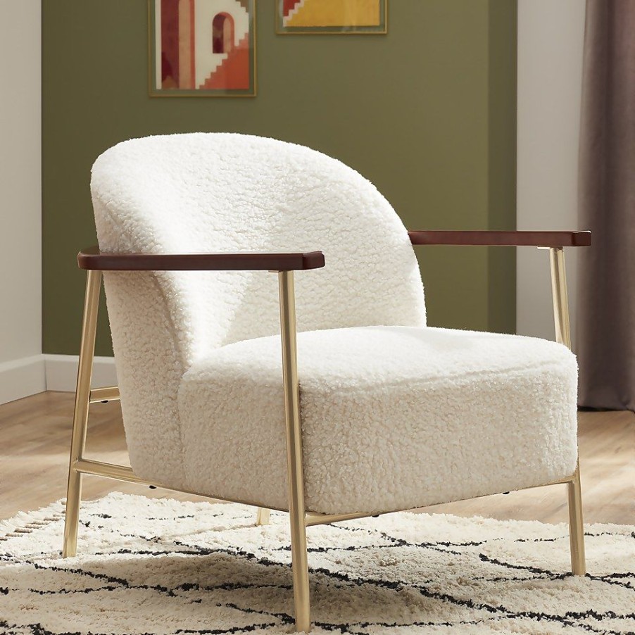 Homebase Chairs | Bonnie Boucle Wooden Arm Chair