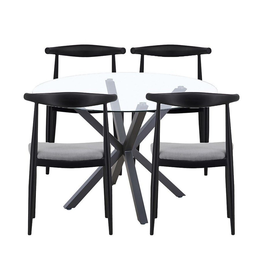 Homebase Dining Room Furniture | Ludlow Round Dining Table And 4 Maddie Chairs - Black