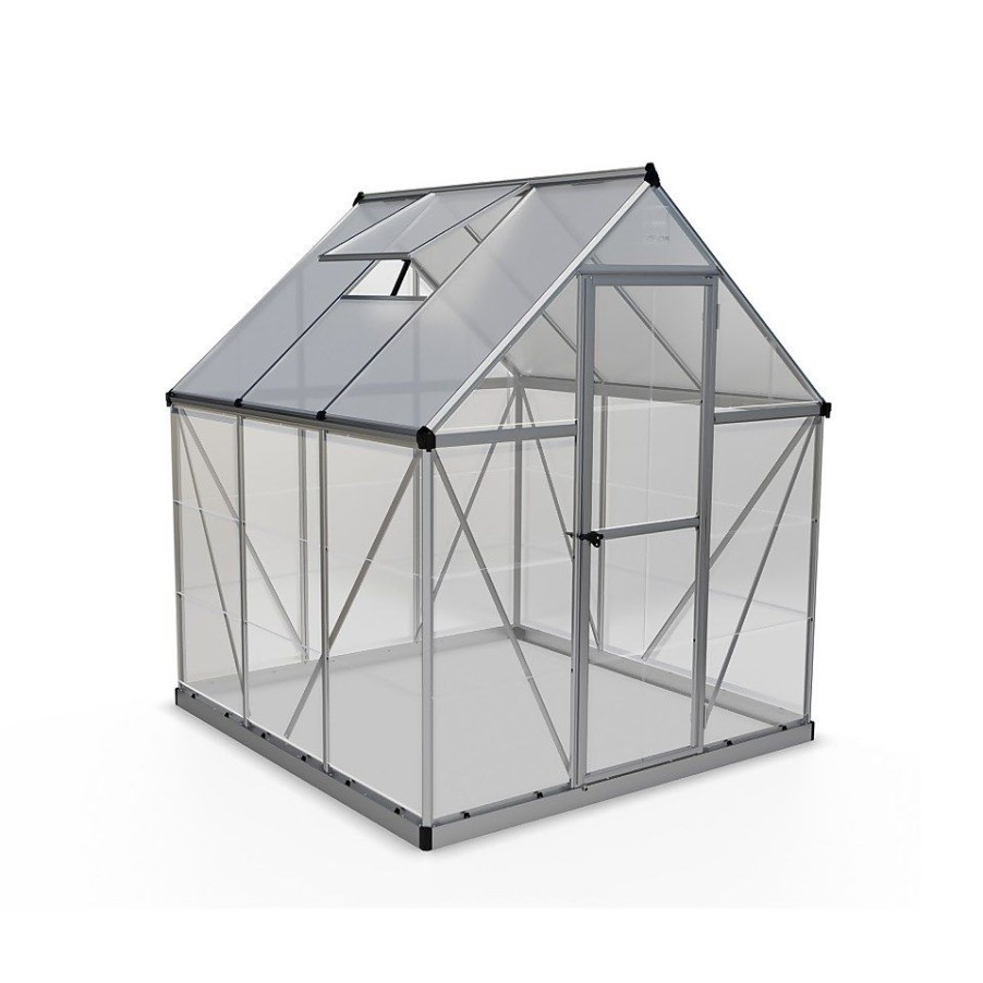 Homebase Greenhouses | Palram Canopia Hybrid 6 X 6Ft Silver Greenhouse