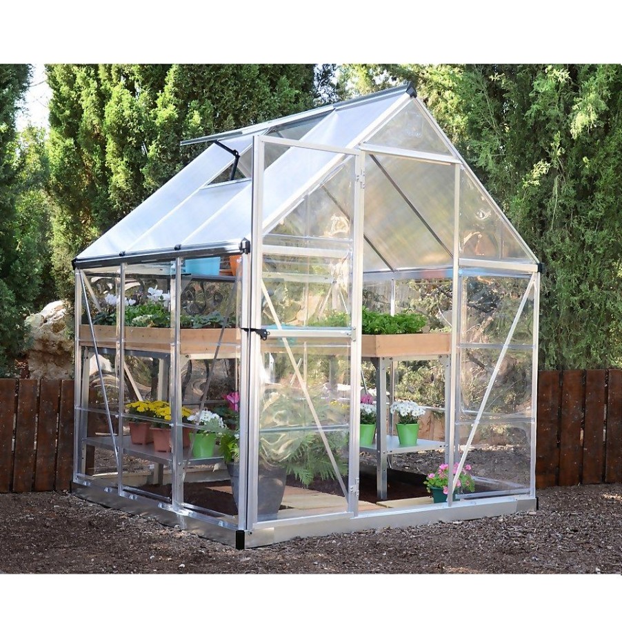 Homebase Greenhouses | Palram Canopia Hybrid 6 X 6Ft Silver Greenhouse