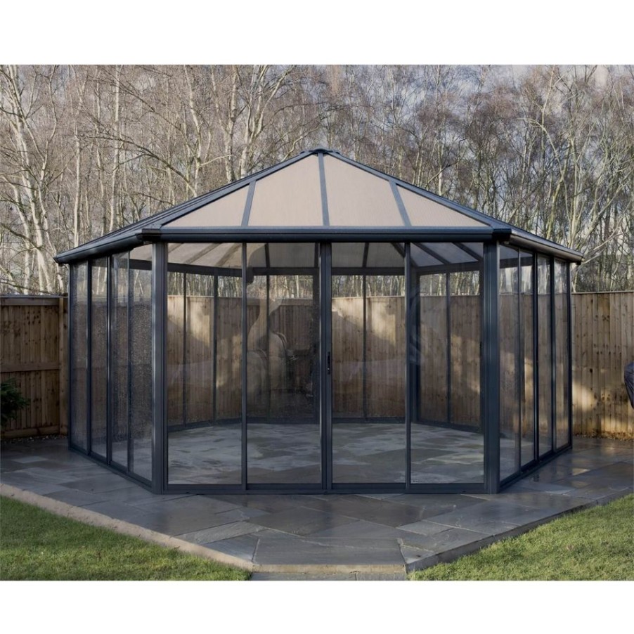 Homebase Gazebos & Marquees | Palram - Canopia Garda Garden Conservatory Grey Bronze