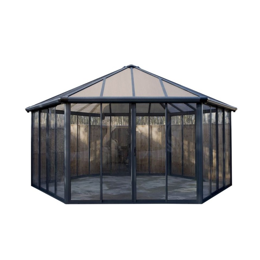 Homebase Gazebos & Marquees | Palram - Canopia Garda Garden Conservatory Grey Bronze