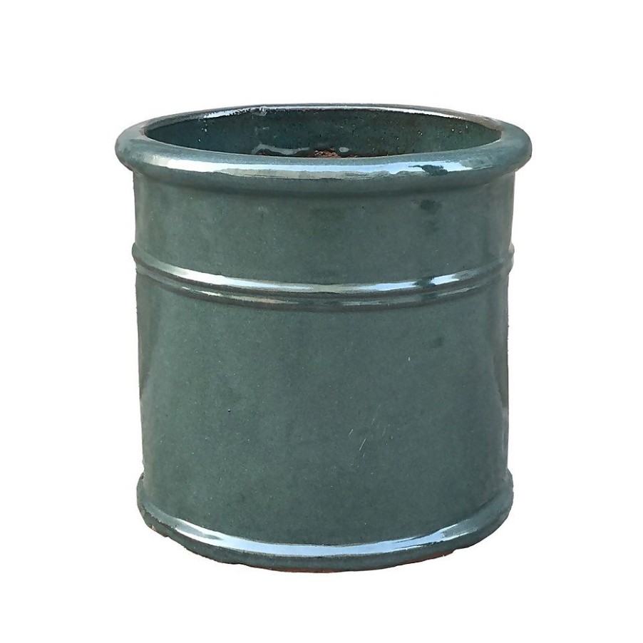 Homebase Plant Pots | Chiswick Cylinder Green 25Cm