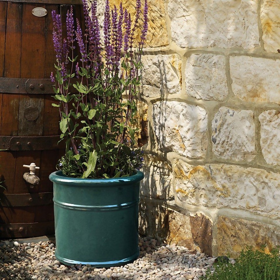 Homebase Plant Pots | Chiswick Cylinder Green 25Cm