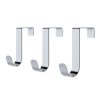 Homebase Hallway Furniture | Budget Over The Door Hooks - Polished Chrome - 3 Pack