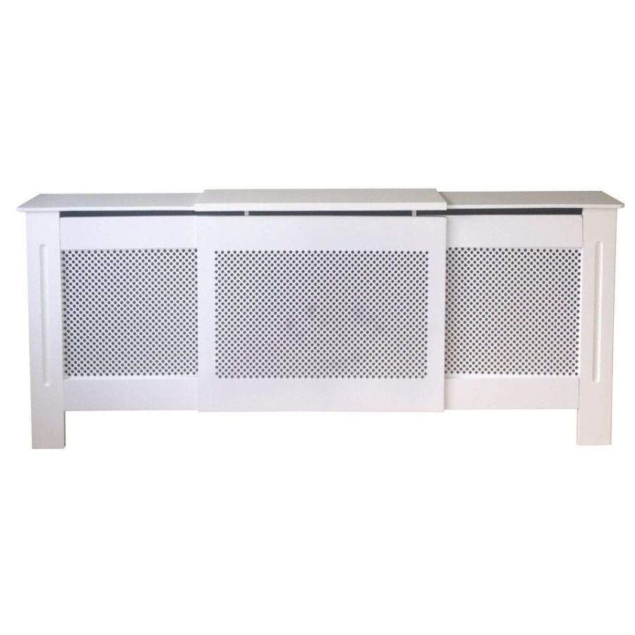 Homebase Hallway Furniture | Radiator Cover With Diamond Lattice Design In White - Adjustable