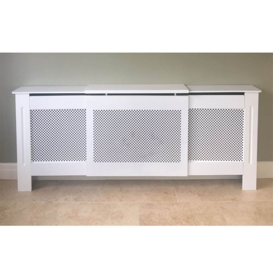 Homebase Hallway Furniture | Radiator Cover With Diamond Lattice Design In White - Adjustable