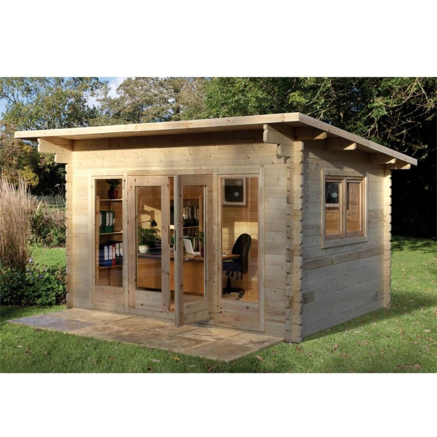 Homebase Garden Buildings | Forest Melbury 4.0M X 3.0M Log Cabin Single Glazed 24Kg Polyester Felt, Plus Underlay