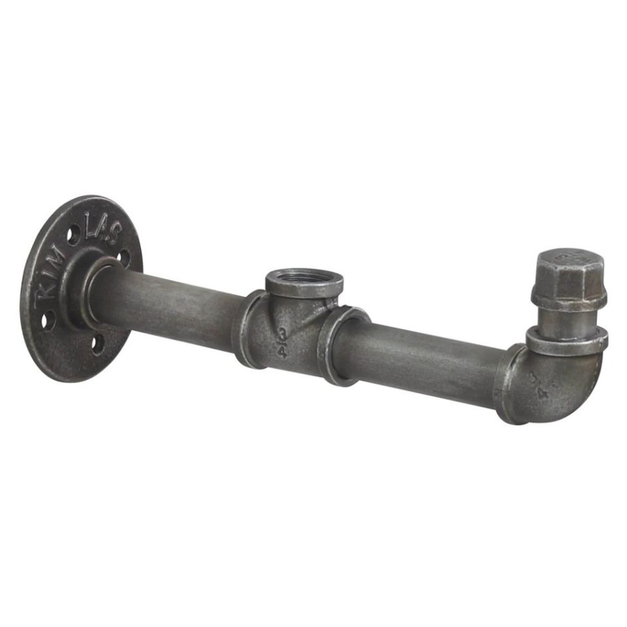 Homebase Shelving Brackets | Industrial Screw Top Pipe Bracket Gun Metal