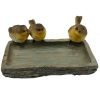 Homebase Garden Ornaments | Homebase Wood Log Bird Bath With Birds