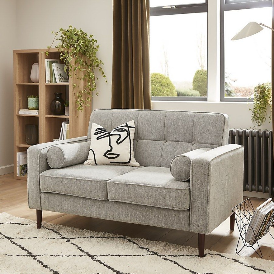 Homebase Sofas And Sofa Beds | Draper Woven Fabric 2 Seater Sofa In A Box - Grey