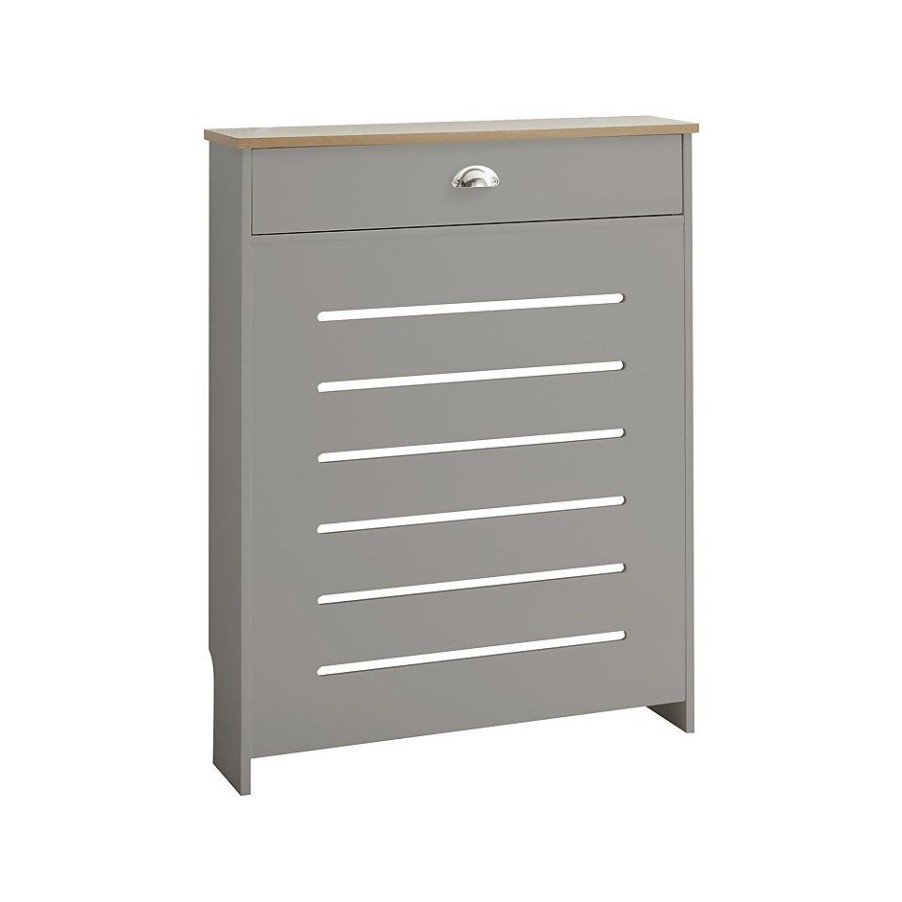 Homebase Hallway Furniture | Barnford Small Radiator Cover With Drawer In Grey & Oak Effect