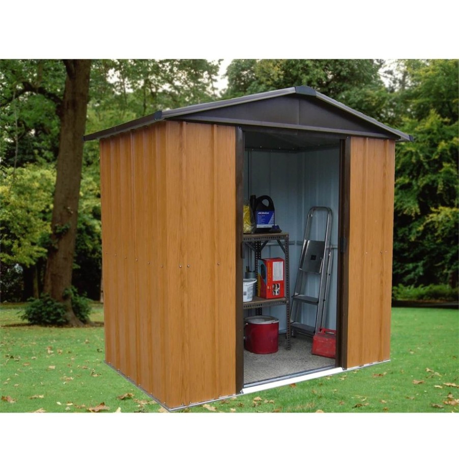 Homebase Garden Sheds | Yardmaster 6X4.5Ft Wood Effect Shed (Includes Steel Floor Frame Kit)