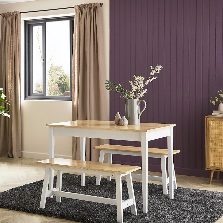 Homebase Dining Room Furniture | Melrose Bench Dining Set Oak And White