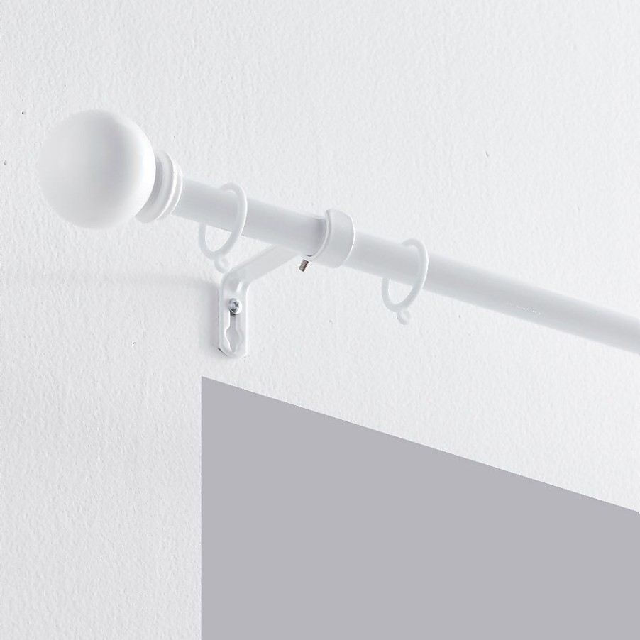 Homebase Curtain Poles & Tracks | White Extendable Curtain Pole With Ball Finial- 170-300Cm (Dia 16/19Mm)