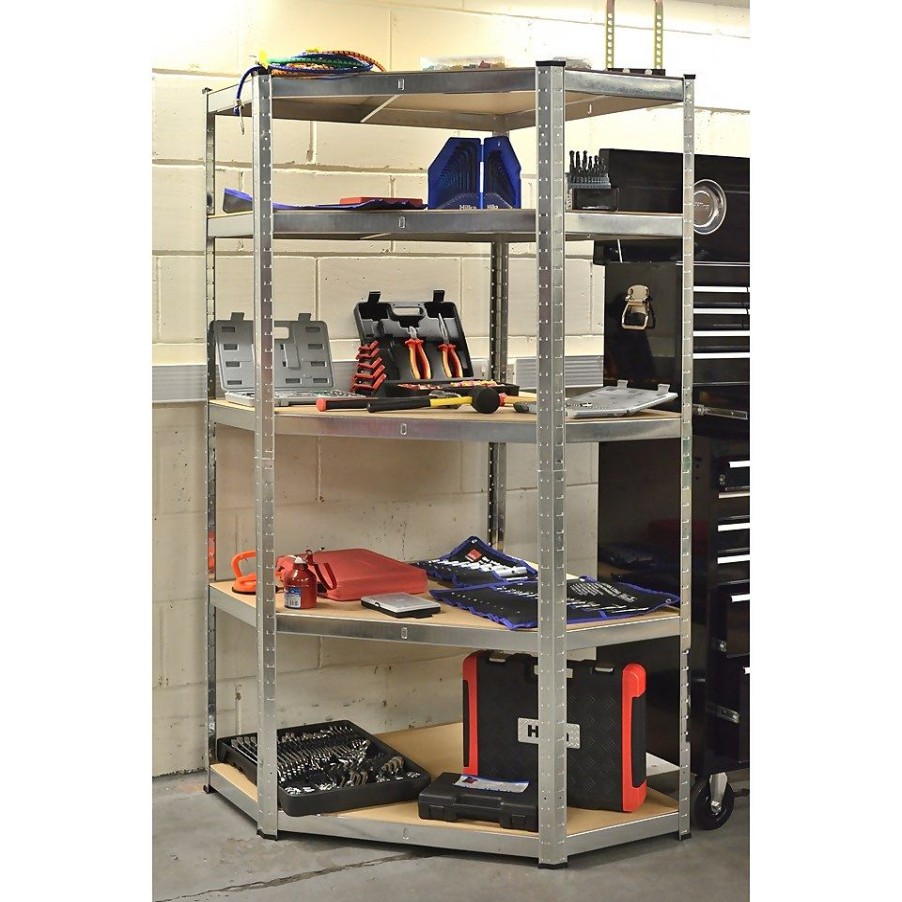 Homebase Garage Storage | Hilka 175Kg 5 Tier Corner Boltless Shelving System