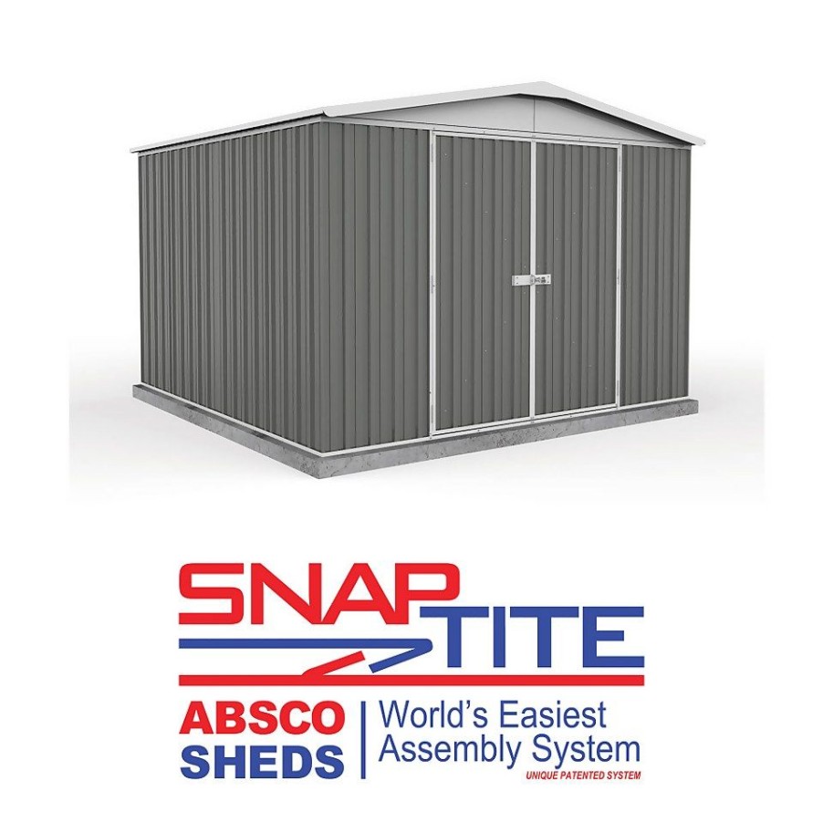 Homebase Garden Sheds | Absco 10 X 10Ft Regent Metal Apex Shed - Grey