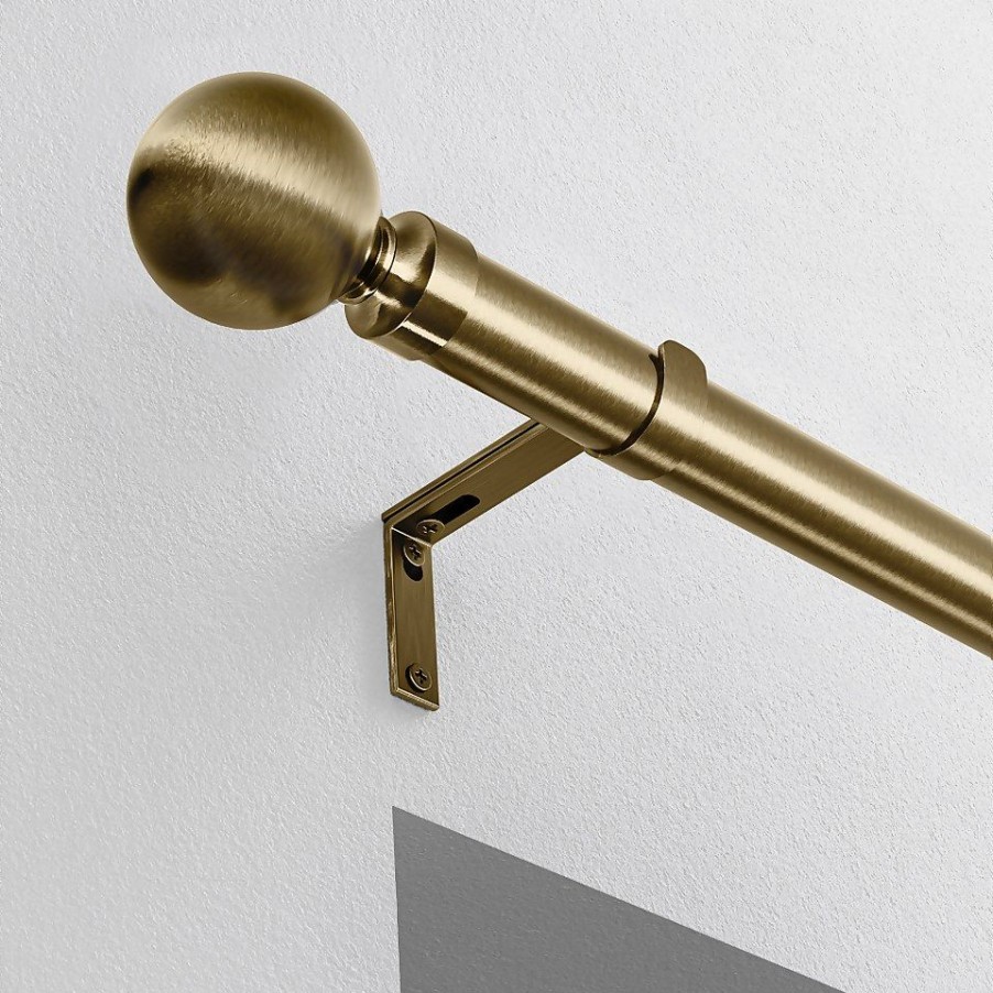 Homebase Curtain Poles & Tracks | Antique Brass Fixed Eyelet Curtain Poles With Ball Finial- 180Cm (Dia 28Mm)