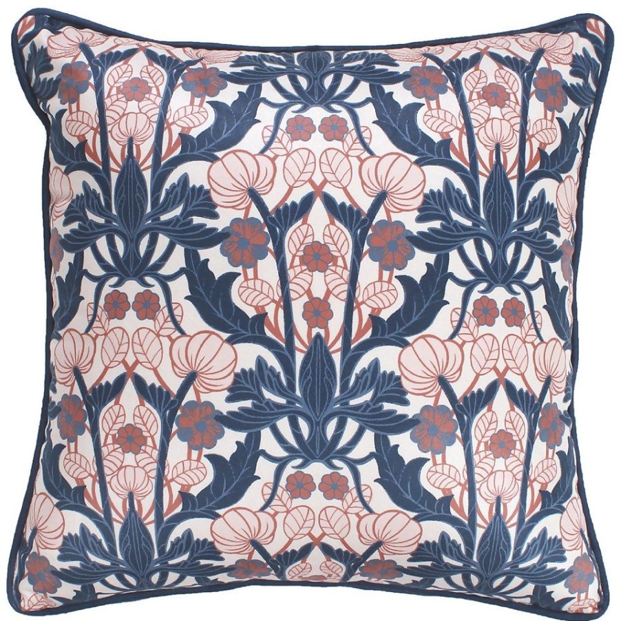 Homebase Cushions | Retro Pattern Velvet Cushion - Blue