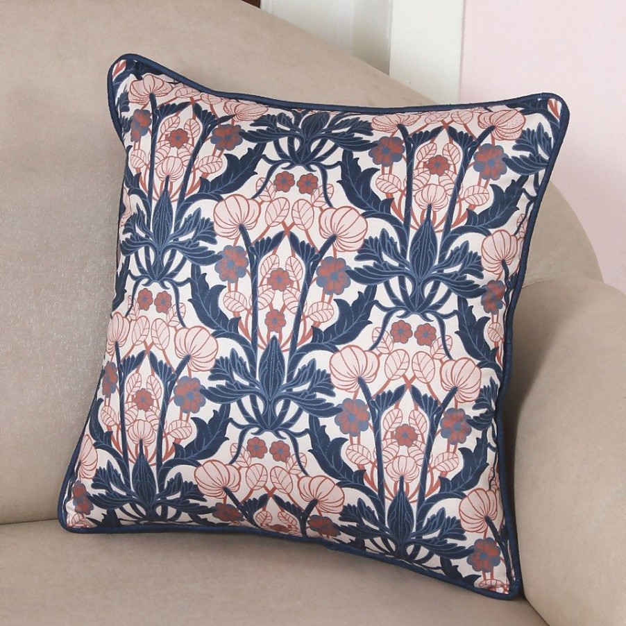 Homebase Cushions | Retro Pattern Velvet Cushion - Blue