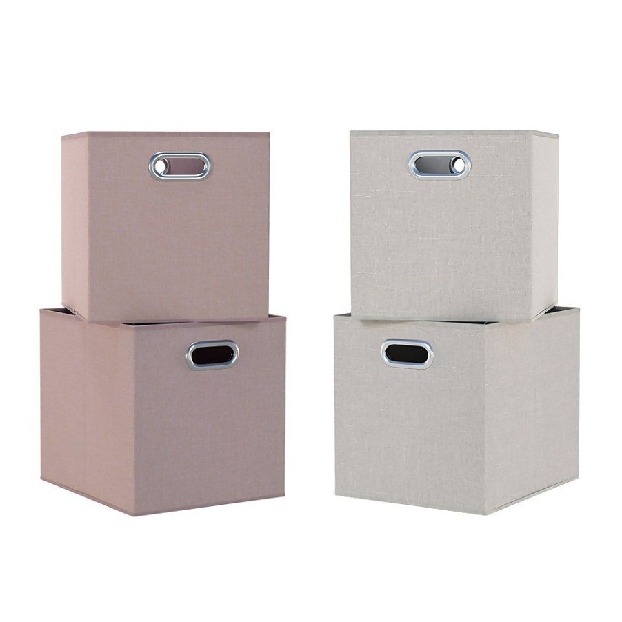 Homebase Cube Storage | Clever Cube Inserts - Set Of 4 - Taupe & Blush