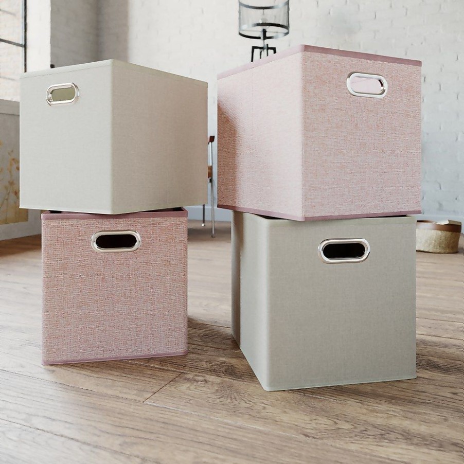 Homebase Cube Storage | Clever Cube Inserts - Set Of 4 - Taupe & Blush