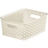 Homebase Storage Containers | Curver My Style Small Rectangular Plastic Storage Basket - Vintage White - 4L